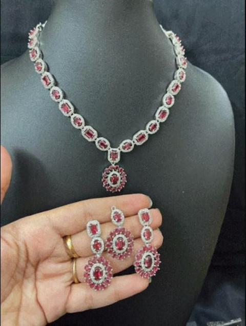 DENICRAAS Alloy Silver Pink Jewellery Set Price in India Buy