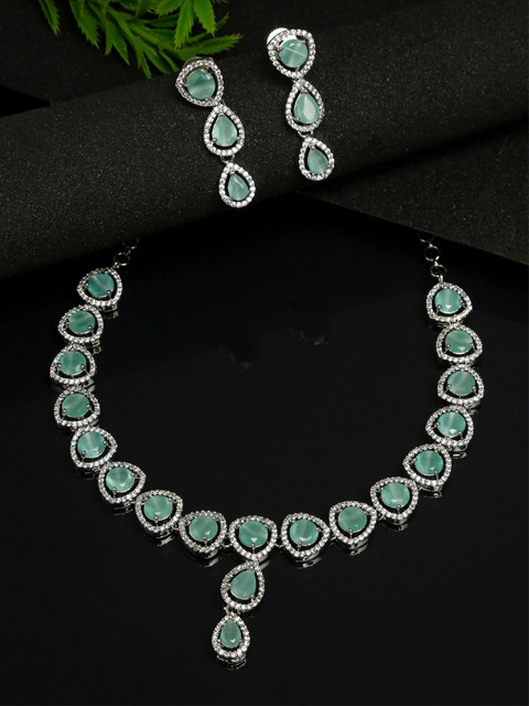 Kairangi Crystal Silver Green Jewellery Set Price in India Buy