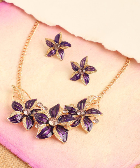 SOHI Alloy Gold-plated Purple Jewellery Set Price in India Buy
