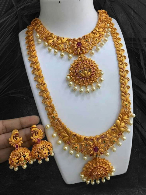 JANAVI Alloy Gold-plated Gold Jewellery Set Price in India Buy