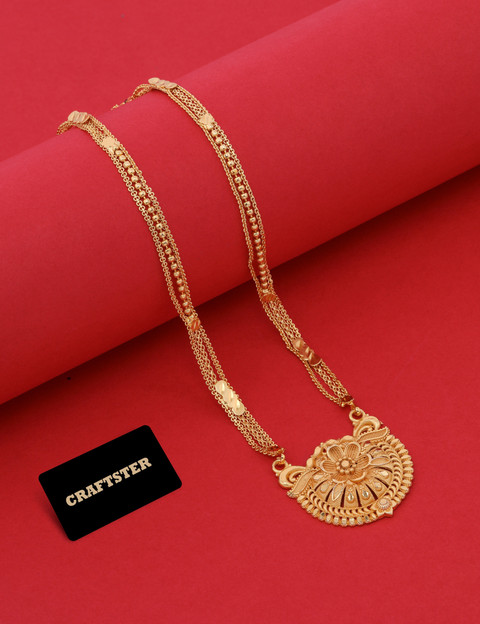 CRAFTSTER 24 Inch one gram gold-plated nallapusalu dandalu long