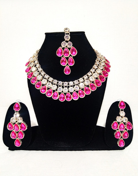 Brinah Brass Gold-plated Pink Jewellery Set Price in India Buy