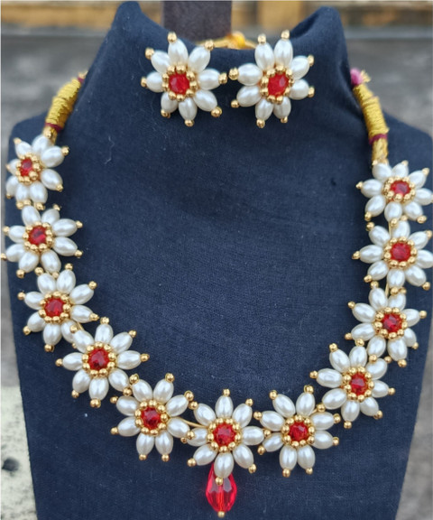 yesankar Brass, Crystal, Copper Gold-plated Red, Gold Jewellery