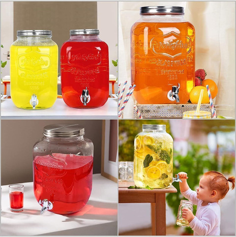 SMILERY Litre Glass Juice Dispenser Water Pitcher for Detox Water  Mason Jar Bottom Loading Water Dispenser