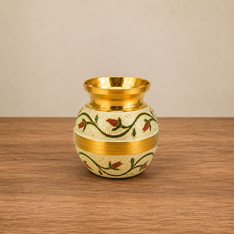 Flipkart.com | m.h.a international Brass Pooja Kalash with Floral ...