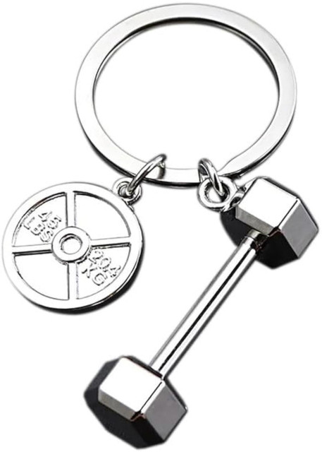 HappierYou Dumbbell and Plate Keychain Fitness Gym Weightlifting Keychain  Key Chain