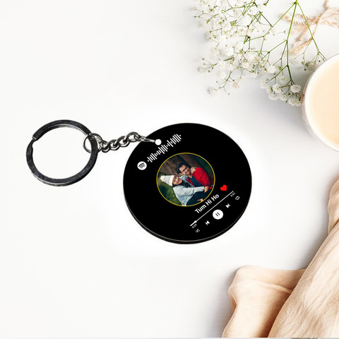 MAKEPHOTOGIFTS Personalized Round Spotify Keychain with scannable