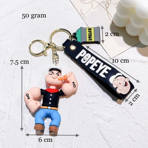 Mubco Popeye 3D Keychain | Strap Charm & Hook | Anime Cartoon