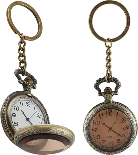 Tiny Tim Red Glass Vintage Pocket-Watch Antique Gandhi Style Metallic Key  Chain Best Gift Antique Red Glass Pocket Watch Keychain Bronze Metal Pocket 