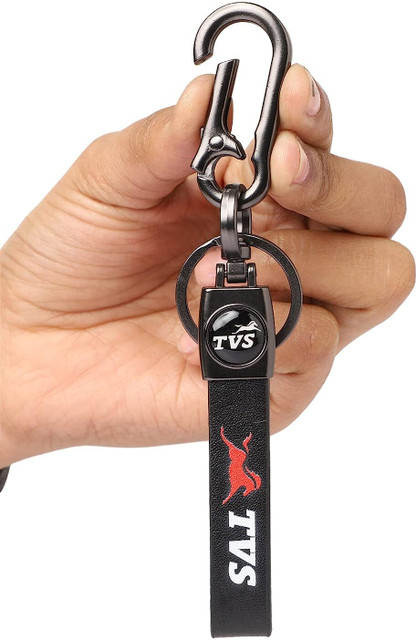 Anexa TVS Leather Strip Metal Best Quality Bike key chain with
