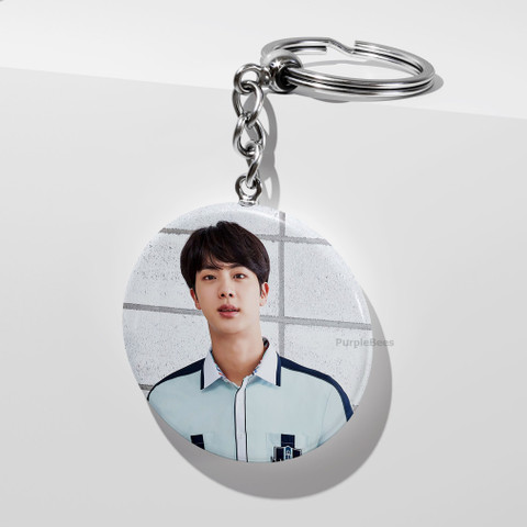 PurpleBees BTS jin college white KEYCHAIN |BTS k-pop fan merch