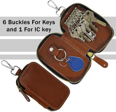 STORITE PU Leather Key Case Pouch Wallet Keychain Key Holder with 6 ...