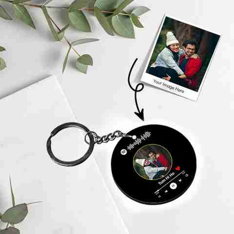 MAKEPHOTOGIFTS Personalized Round Spotify Keychain with
