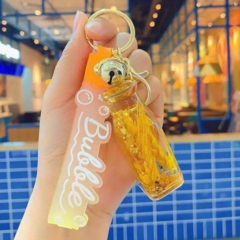 zishnav Acrylic Glitter Whishing Bottle Floating Keychain Key