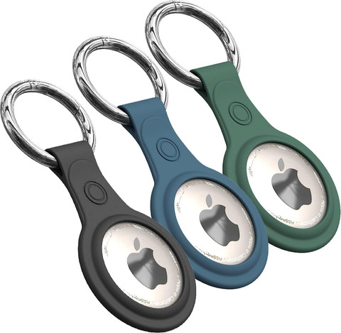 SQUIF Pack of Silicone Key Ring Holder Case Cover Compatible with Apple  Airtag Key Chain