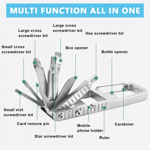 sannidhi Keychain Multi Tool 12 in Folding Multipurpose Tool Key