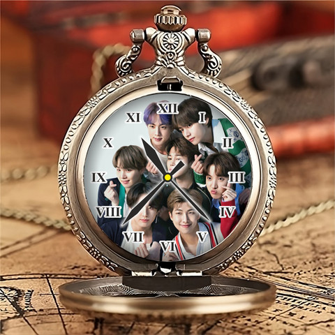 GT Gala Time BTS Logo Pocket Watch BTS Army Printed Dial Bronze