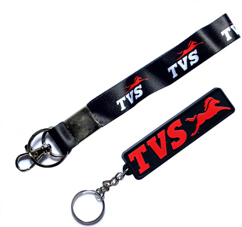 Red tvs rubber with black tvs tag bike key chain Key
