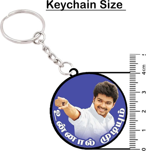 VINODHANA Actor Vijay Image Printed Keychain/ Round Shape Double side  printed (01) Key Chain