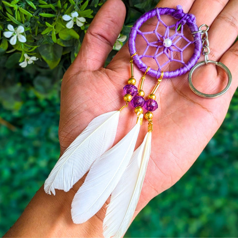 Cozzy Dera Handmade Dream Catcher Beads feather Key Chain for Home