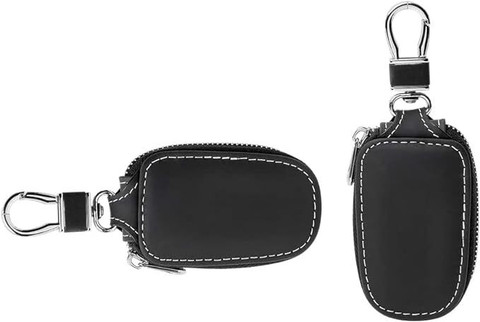 Augen Premium Car Key Case Keyring Zipper Bag Remote Key Fob (Pack of 1)  Leather Key Chain
