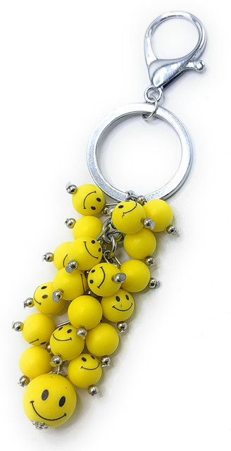 Jdp Novelty Small Smiley Ball Yellow Colour Metal Antique Keychain For  Girls Round Shape Key Chain