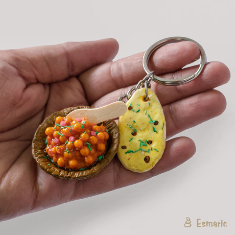 Esmaric Cholle kulche Keyring and Keychain Miniature Food