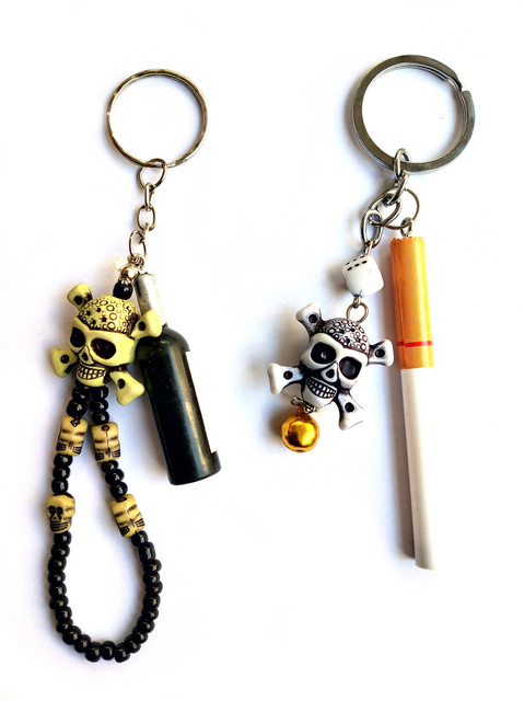 cigarette key chain ShopTop cigarette smoking injurious to health Plastic Cigarettes and Skull  bottle keychain Key Chain Price in India