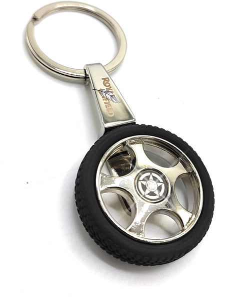 Jdp Novelty Tyre Type Metal Keychain for Royal Enfield Bike Key