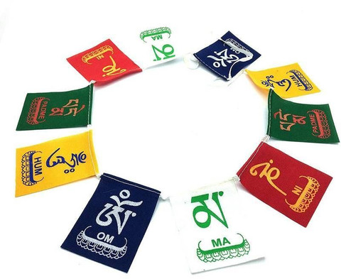 Shining Gift Tibetan Prayer Flag Banner & Lanyard Set, Traditional