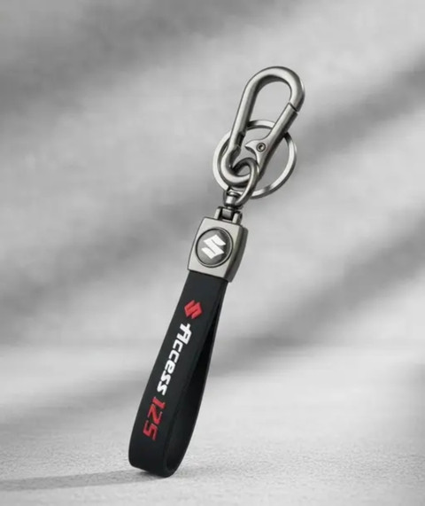 HappierYou Suzuki Access 125 Keychain with Logo, Black Leather