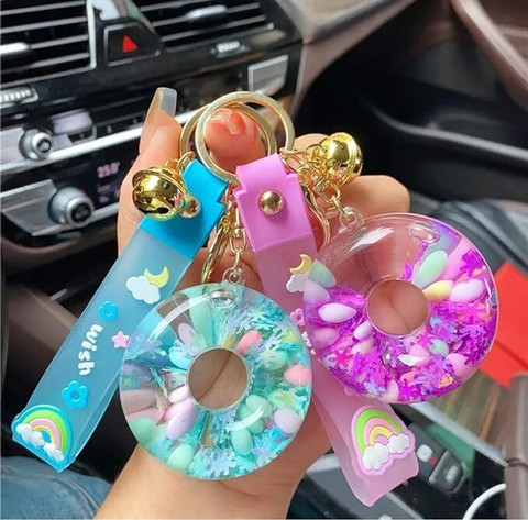Tera13 Keychain For Kids Donut Water Glitter Keychain For Girls