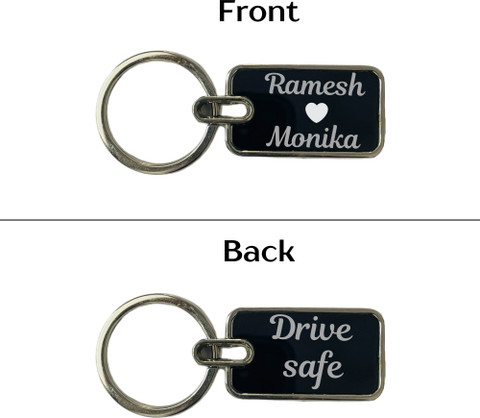 Giftorious Metal Keychain Engraved with Name Message Both Side