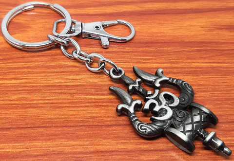 Leather Keychain Trishul Keychain Buy Morir Gold Metal Fancy Shiv Tilak  Trishul Design Religious