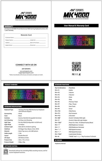 Ant Esports MK4000 Wired USB Standard Gaming Keyboard Compatible with ...