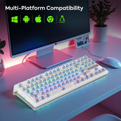 Tizum Archer Tech Lab Wired USB, Wireless Standard Gaming Keyboard Compatible with Desktop, Laptop, Mac, Tablet (White) - Image 8