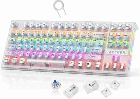 Tizum Archer Tech Lab Wired USB, Wireless Standard Gaming Keyboard Compatible with Desktop, Laptop, Mac, Tablet (White) - Image 5