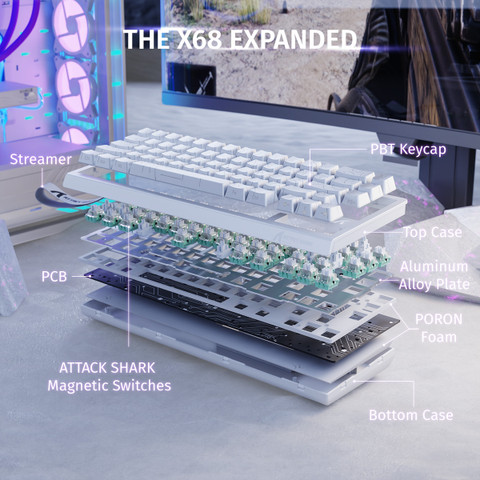 Martzilla Attack Shark X68 HE Wired USB Standard Gaming Keyboard
