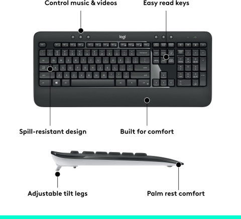 Logitech MK540 Mouse Keyboard Combo HotKeys, 3-Year Battery