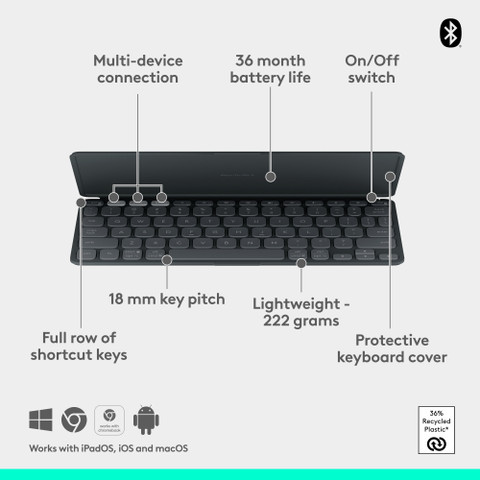 Logitech Keys-To-Go 2 Bluetooth Handheld Laptop Keyboard