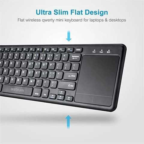 ASTRUM KW280 Slim Wireless Keyboard with Touchpad (Black) Wireless Standard  Multi-device Keyboard Compatible with Desktop, Laptop, Mac