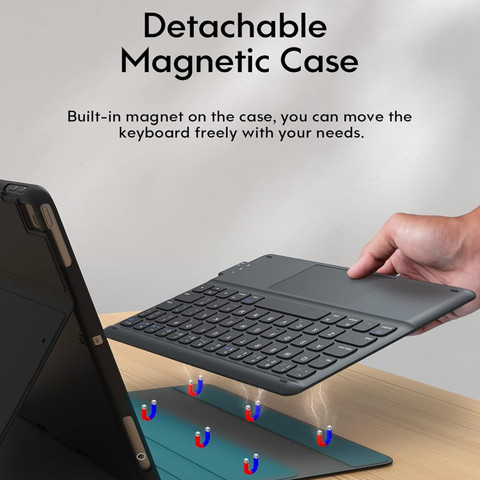 Bestor Wireless Bluetooth Touchpad Keyboard with Pencil Holder for