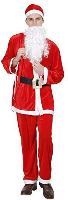 KAKU FANCY DRESSES Adult Santa Clause Fancy Dress in Velvet Fabric for  Christmas Day Costume with White Beard, Cap, Belt and Bag, For Men's, 10-12  Years Kids Costume Wear Price in India -