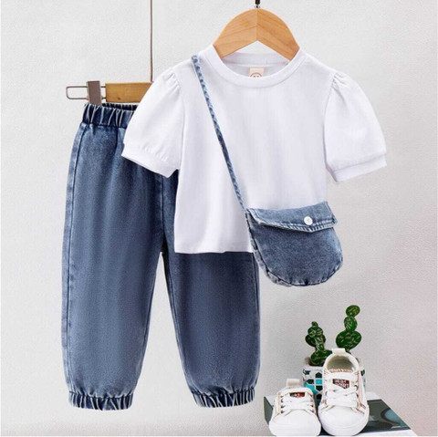 AZ AZHAN DRESSES Baby Girls Daisy Casual Top Jeans