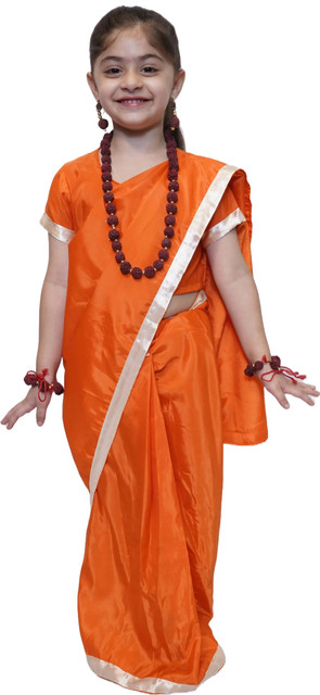 KAKU FANCY DRESSES Vanvasi Seeta Costume For Girls Orange Saree