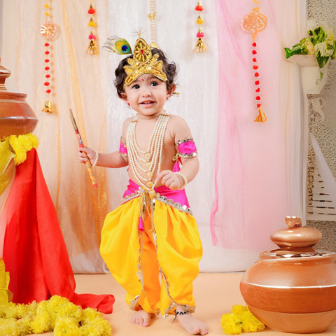 ITSMYCOSTUME Krishna Dress for Baby Boy/Girl Kanha Janmastami