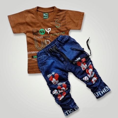 Fashion Stufff Boys Mickey Casual T-shirt Jeans