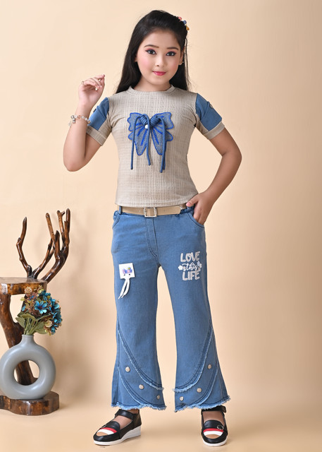 A B MULLICK DRESSES Girls Party(Festive) Top Jeans Price in India