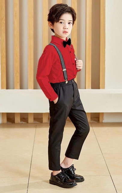 ULTRINA Baby Boys Casual Shirt Pant, Bow Tie, Suspenders Price in