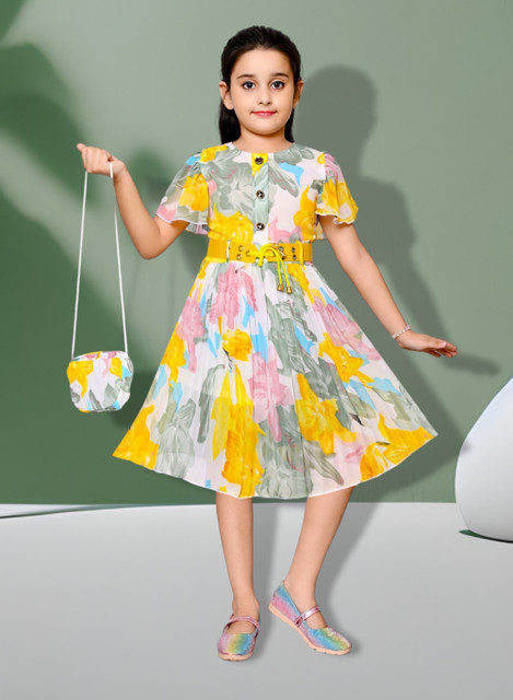 Lucky Fashion Planet Indi Girls Below Knee Casual Dress